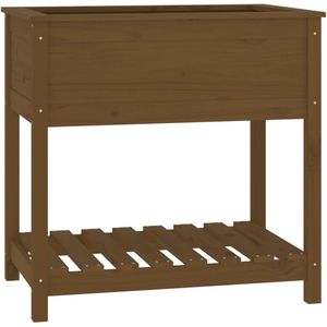 vidaXL - Plantenbak - met - schap - 82,5x54x81 - cm - grenenhout - honingbruin