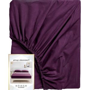 Zacht Katoenen Satiné Hoeslaken met Elastiek 200x220cm - Paars