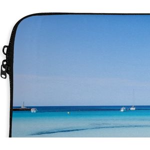 Laptophoes 14 inch - Strand - Hout - Spanje - Laptop sleeve - Binnenmaat 34x23,5 cm - Zwarte achterkant