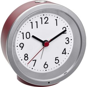 wekker, 60.1034.05, analoog werk, stil “sweep” uurwerk, alarm met snooze functie, achtergrondverlichting, rood, (L) 103 x (B) 39 x (H) 99 mm