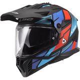 LS2 - MX702 Pioneer II - Crosshelm - Mat Zwart Rood Blauw - XXL
