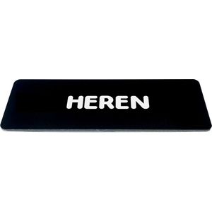 Deurbordje met Tekst heren - Zwart/wit met ronde letter - Formaat 150mm x 50mm x 1,6mm - zelfklevend | Luxe uiterlijk | Gratis Verzending