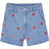 Meisjesshort - Middenblauw - Jeansstof - Met Hartmotief