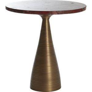 Light & Living Ronde Bijzettafel Bahia - Marmer - 45cm - Rood/Antiek Brons