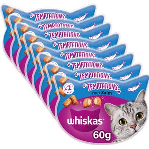 Whiskas Temptations - Kattensnoepjes - Zalm - 8 x 60 gr