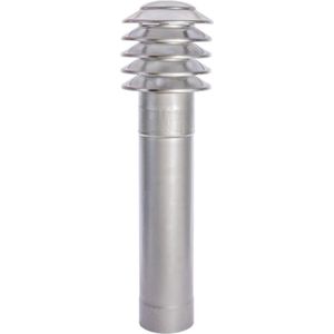 VENTILATIESCHACHT TILVENT 125MM RVS, KAP INCLUSIEF VERLENGSTUK