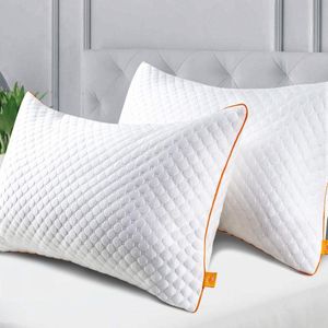 Soft Hypoallergenic Anti-Dust Pillows - Pack of 2 - Neck and Side Sleeper Pillows - Standard Size - Removable Bamboo Fiber Cover - 42x70cm