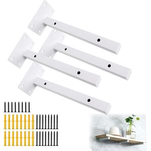 4pcs Wall Mount Shelf Brackets, Shelf Holders, Rugged Corner Holder, Industrial Floating Holder, Mounting Plates White Tragkraft (20cm/8inch)