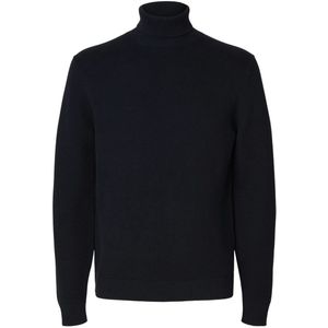 Selected Homme - SLHDANE LS KNIT STRUCTURE ROLL NECK - Heren Trui - Blauw - Regular Fit