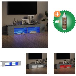 vidaXL Tv-meubel met LED-verlichting 135x39x30 cm betongrijs - Kast - Inclusief Houtreiniger en verfrisser