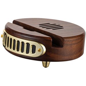 Aromatherapie Retro Massief Houten Draadloze Bluetooth Luidspreker Draagbare Telefoonhouder Creatief - Zwarte Walnoot