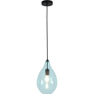 Olucia Cees - Design Hanglamp - Glas/Metaal - Blauw;Zwart - Ovaal - 20 cm