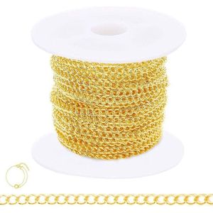 30 Feet 3MM Jewelry Link Chain Curb Necklace Gold Color Armor Chain for Making Jewelry Necklaces Bracelets DIY Crafts Zinc - CYIOU