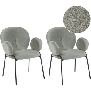 Set van 2 eetkamerstoelen ELY Bouclé Lichtgroen