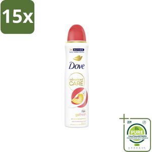 15 x Dove Deodorant Spray - Perzik & Witte Bloesem - 150 ml - Grootverpakking - Dove Deodorant - Anti-transpirant - Peach & White Blossom - Deodorant Spray - Verzorgende Deodorant