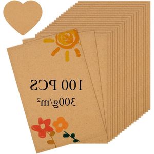 100 stuks A6 kraftpapier 148 x 105 - blanco kaarten - 300 g/m² - doe-het-zelf creatieve knutselprojecten - printen uitnodigingen - wenskaarten