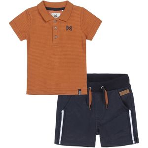 Koko Noko - Kledingset - 2delig - Joggingbroek navy - Polo Shirt Camel - Maat 86