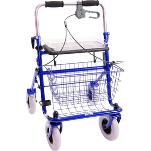 Premis - Provo Rollator - 2de Generatie - Duwbeugel - Met één hand te bedienen - Links - Metallic Blauw