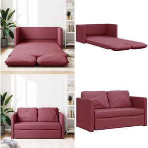 vidaXL Slaapbank vloermodel 2-in-1 112x174x55 cm stof wijnrood - Slaapbank - Slaapbanken - Slaapbank Vloermdoel - Bankbed