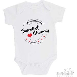 100% katoenen Romper ""My mummy is the sweetest mummy ever!"" Moederdag Unisex Katoen Wit/zwart/rood Maat 56/62