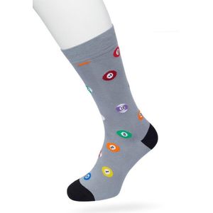 Bonnie Doon Heren Sokken met Biljart Print maat 40/46 Grijs - Thema Sokken - Biljarten - Cadeau Sokken - Word je Happy en vrolijk van - Zacht Katoen met Gladde Teennaad - Comfortabel - Perfect Cadeau - Brushed Nickel - BT992122.163