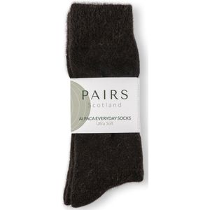 Pairs Scotland - Ultrazachte Sokken - Bedsokken - Alpaca Wol - Charcoal Zwart - Maat Small / 36 - 40