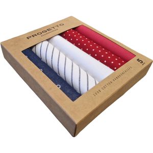 Zakdoeken - meerkleurig - rood - donkerblauw - cadeauverpakking