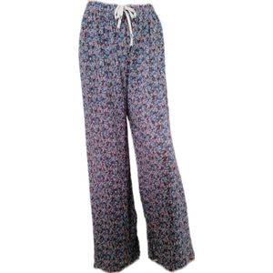 Dames - Zomerbroek - Broek - Yoga Broek - Strand broek - Dames - Wide Leg - Plissé - Comfort - Elastische Band - Kleur Blauw/Roze/Wit/Wijnrood Met Bloemenprint - Maat 34 t/m 42