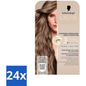 24 x Schwarzkopf - Haarkleuring - Creme Supreme 7-16 - Cool Donker Asblond - 245g - Asblond Haar - Permanente Haarkleur - Grijsdekking - Koele Blondtint - Haarkleur Verzorging