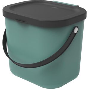 Rotho Albula Bioafvalbak 6l met deksel en handvat voor de keuken, Kunststof (PP) BPA-vrij, donkergroen/antraciet, 6l (23.5 x 20.0 x 20.8 cm)