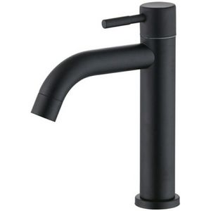Keukenkraan Wastafelkraan Badkamerwastafelkraan Zwarte messing enkelgats watermengkraan Geborsteld goud Warm & koud mengkraan - Zwart