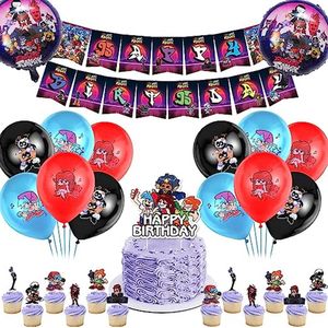 Verjaardagsdecoraties 53 Pcs,Verjaardagsbanner,Cupcake Toppers,Ballonnen Decoraties,voor Kinderen Verjaardagsfeestje