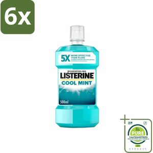 Listerine – Mondwater – Cool Mint – Verfrissende adem – 500 ml - Voordeelverpakking - 6 stuks - Mondwater - Mondhygiëne