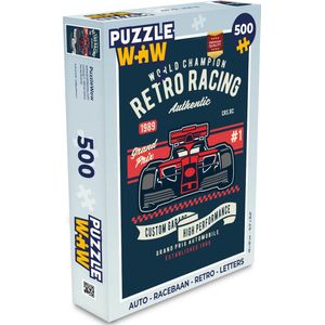 Puzzel Auto - Racebaan - Retro - Letters - Legpuzzel - Puzzel 500 stukjes