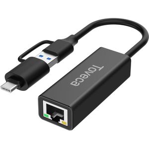 Toveca - Ethernet Adapter met USB A/ USB C Kabel 1000 Mbps - USB C Ethernet Adapter - USB Internet Adapter - Netwerk Adapter