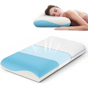 BedStory Gel Memory Foam Kussen 60x40, 8 cm Hoog, Medium Stevig