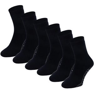 Dames - Antislip Sokken - Zwart - 6 Paar - Katoen