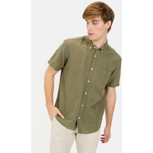 Shirt - Korte Mouwen - Linnen/Katoen - Regular Fit - Button-Down Kraag