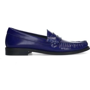 Manfield - Dames - Blauwe leren loafers - Maat 41