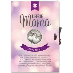 Miko - Liefste Mama - Kaart met Geluksmunt - Met Envelop - Moederdag / Verjaardag / Valentijn / Kerst / Sinterklaas Cadeau Idee,