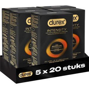 Durex Intensity Condooms - Nieuwste generatie ultradunne, latexvrije condooms voor mannen – Gedeelde lichaamswarmte - 5 x 20 stuks - Voordeelverpakking