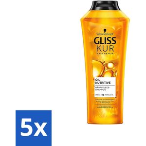 Gliss-Kur - Shampoo - Oil Nutritive - Voedende Shampoo - Voor Stroef & Gespannen Haar - 400 ml - Bulkverpakking - 5 stuks