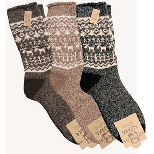 3 Paar - Alpaca Wollen Sokken - Maat 44-47 - Wintersokken - Thermosokken - Wandelsokken - Huissokken