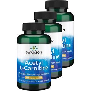 Swanson | Acetyl L-Carnitrine 500mg | 100 Capsules | 3 stuks | 3 x 100 Capsules