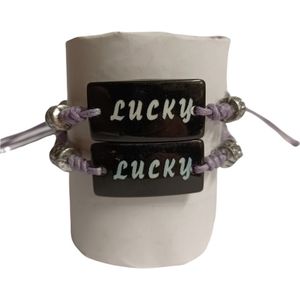 Couple bracelets 2 stuks | LUCKY | Mix kleur | relatie of vriendschap Kado | armbanden set