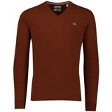 Gant - Gebreide Trui - Oranje - Lamswol - V-hals Boord