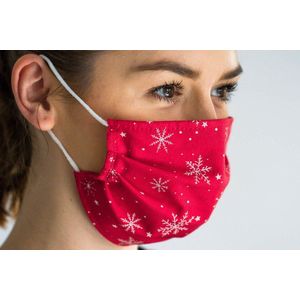 Mondkapje wasbaar - Kerst mondkapje - Red Snow -  Herbruikbaar mondkapje - Stoffen mondmasker - Katoen - Niet-medisch mondkapje