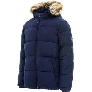 SoulCal - Gewatteerde Winterjas met Afneembare Bontkraag - Heren - Navy - XXL