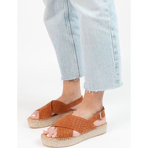 Sacha - Dames - Cognac suède plateau sandalen - Maat 37