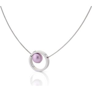 CLIC JEWELLERY STERLING SILVER WITH ALUMINIUM NECKLACE PINK CS006RO
